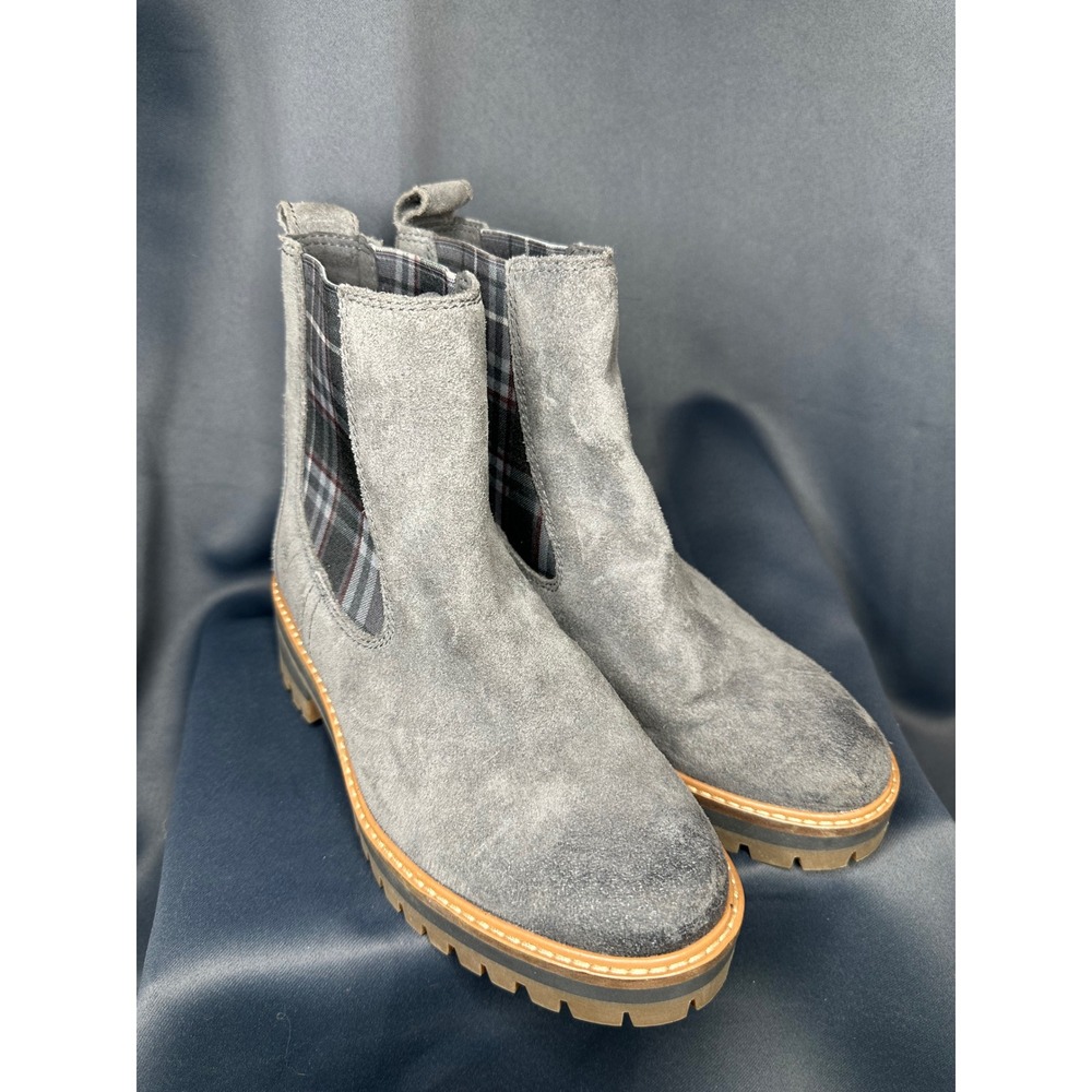 Timberland Courmayeur Valley Grey Suede Plaid Chelsea Pull On Boots Womens 8